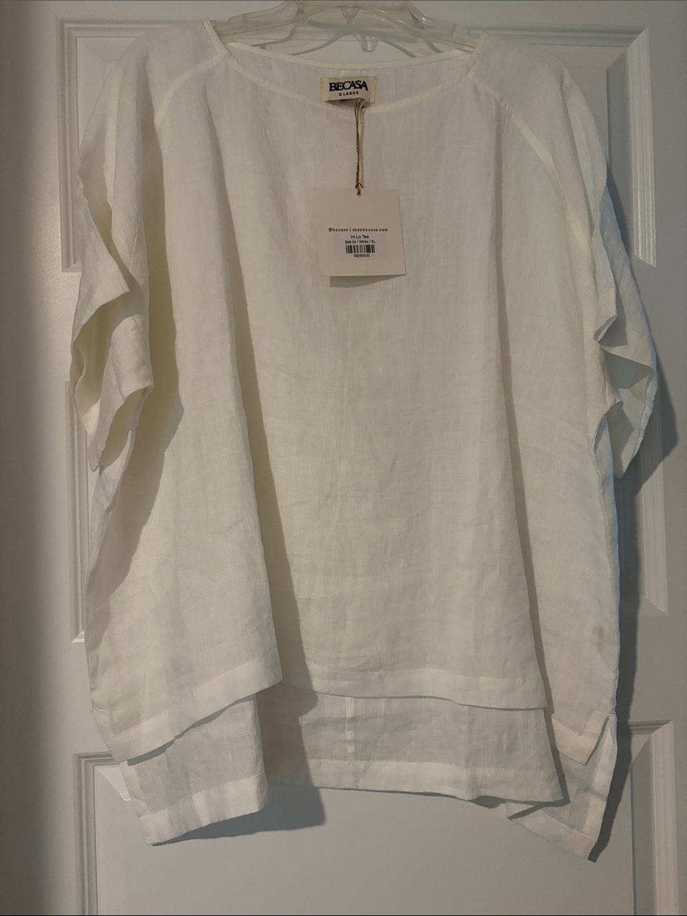 Becasa White Linen Casual Top